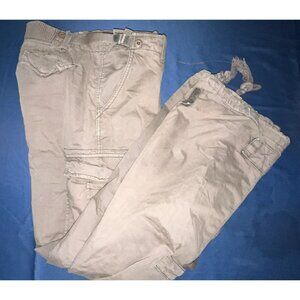 Parasuco Womens Y2K Cargo Pants  Khaki Zippers Pockets Utility Fully Lined 33x33